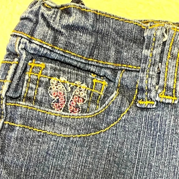 RVT Girls Jean Capris With Sequin and embroidery Butterflies design size 5 - Picture 10 of 17